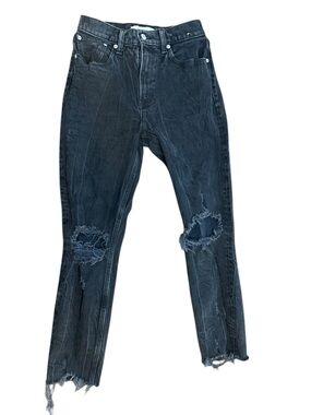 Abercrombie & Fitch Black/Charcoal Ripped High Rise Mom Jean